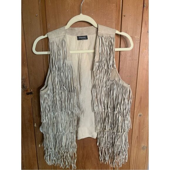 Sinequanone beige long leather fringe vest - Picture 1 of 11